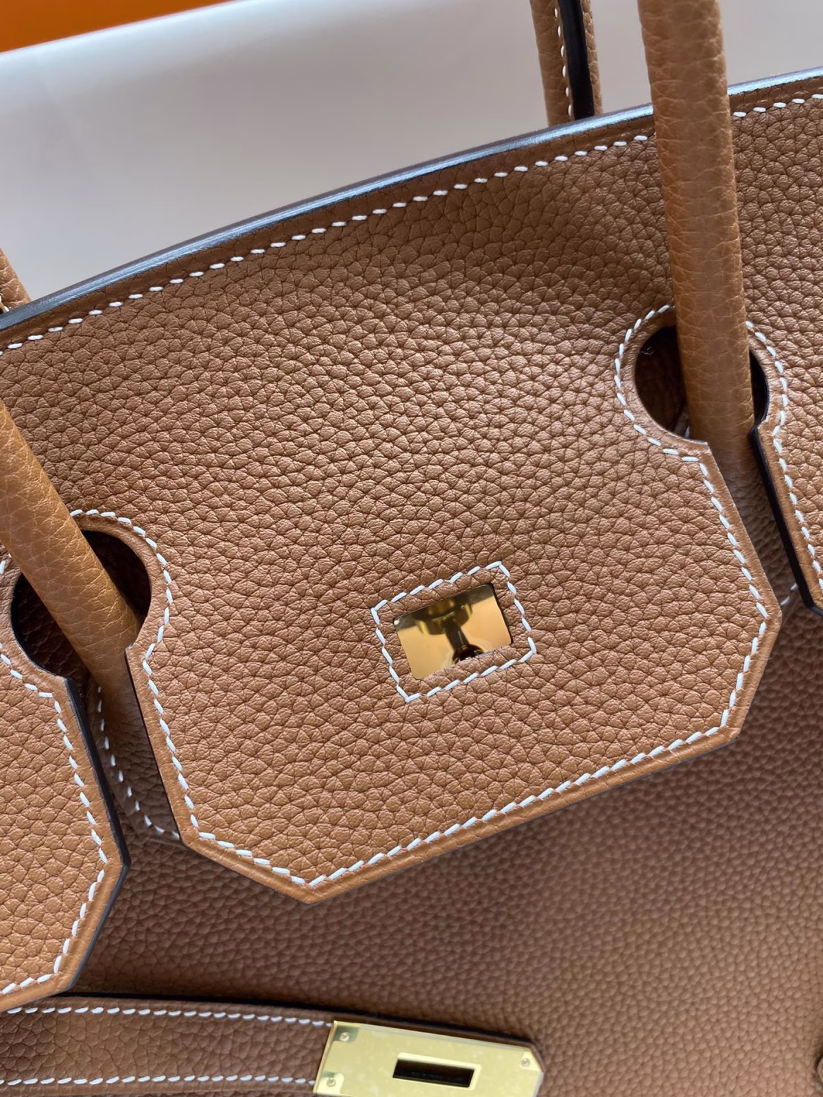 Hermes Birkin 35 Retourne Handmade Bag In Gold Clemence Leather - Image 10