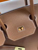 Hermes Birkin 35 Retourne Handmade Bag In Gold Clemence Leather - Image 10