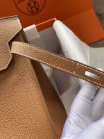 Hermes Birkin 35 Retourne Handmade Bag In Gold Clemence Leather - Image 5