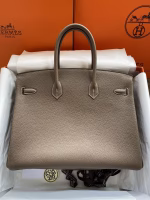 Hermes Birkin 35 Retourne Handmade Bag In Taupe Clemence Leather - Image 6