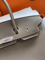 Hermes Birkin 35 Retourne Handmade Bag In Taupe Clemence Leather - Image 8