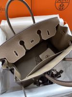 Hermes Birkin 35 Retourne Handmade Bag In Taupe Clemence Leather - Image 9