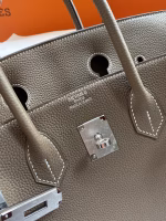 Hermes Birkin 35 Retourne Handmade Bag In Taupe Clemence Leather - Image 5
