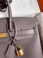 Hermes Birkin 35 Retourne Handmade Bag In Etain Epsom Calfskin - Image 6