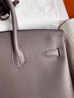 Hermes Birkin 35 Retourne Handmade Bag In Etain Epsom Calfskin - Image 8