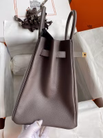 Hermes Birkin 35 Retourne Handmade Bag In Etain Epsom Calfskin - Image 9