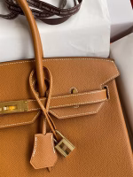 Hermes Birkin 35 Retourne Handmade Bag In Gold Epsom Calfskin - Image 7