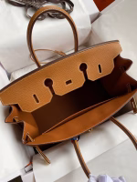 Hermes Birkin 35 Retourne Handmade Bag In Gold Epsom Calfskin - Image 6