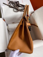Hermes Birkin 35 Retourne Handmade Bag In Gold Epsom Calfskin - Image 4