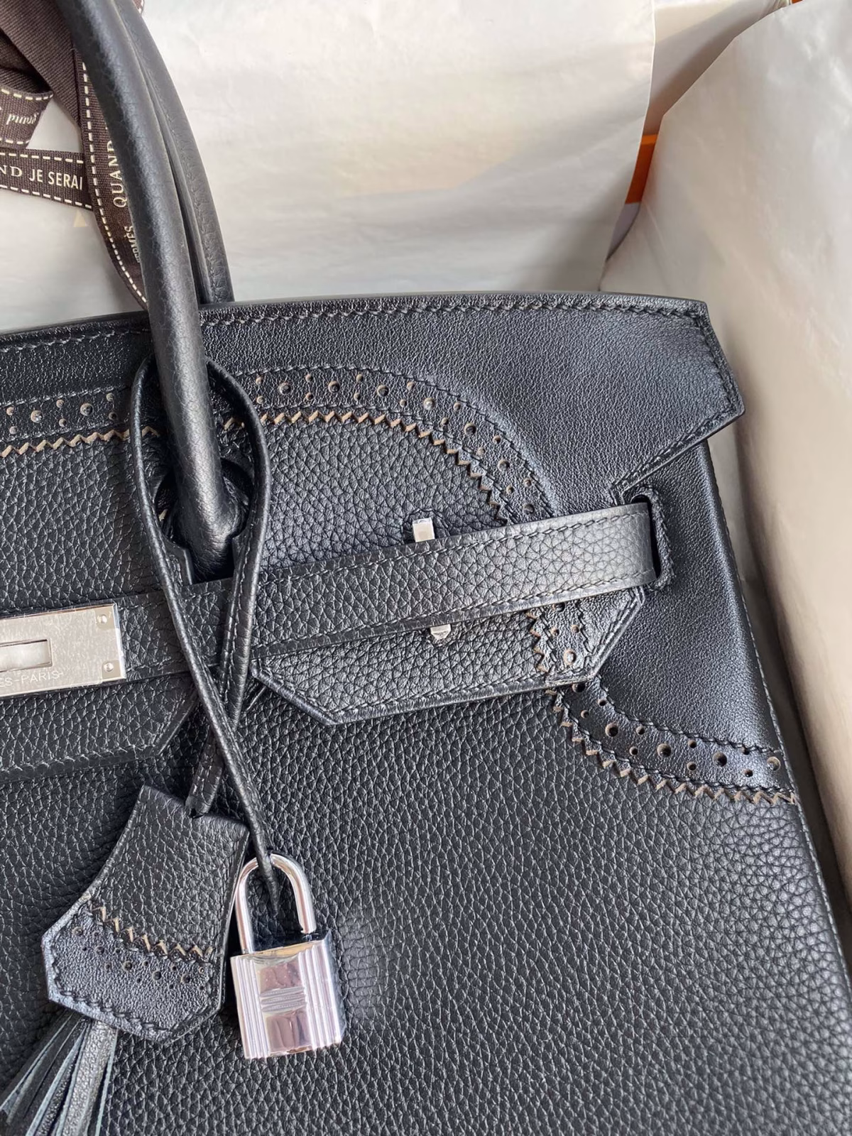 Hermes Ghillies Birkin 35cm Limited-edition Bag In Black Calfskin - Image 7