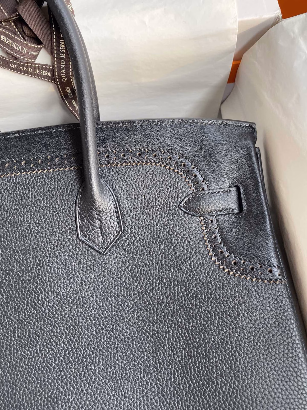 Hermes Ghillies Birkin 35cm Limited-edition Bag In Black Calfskin - Image 8