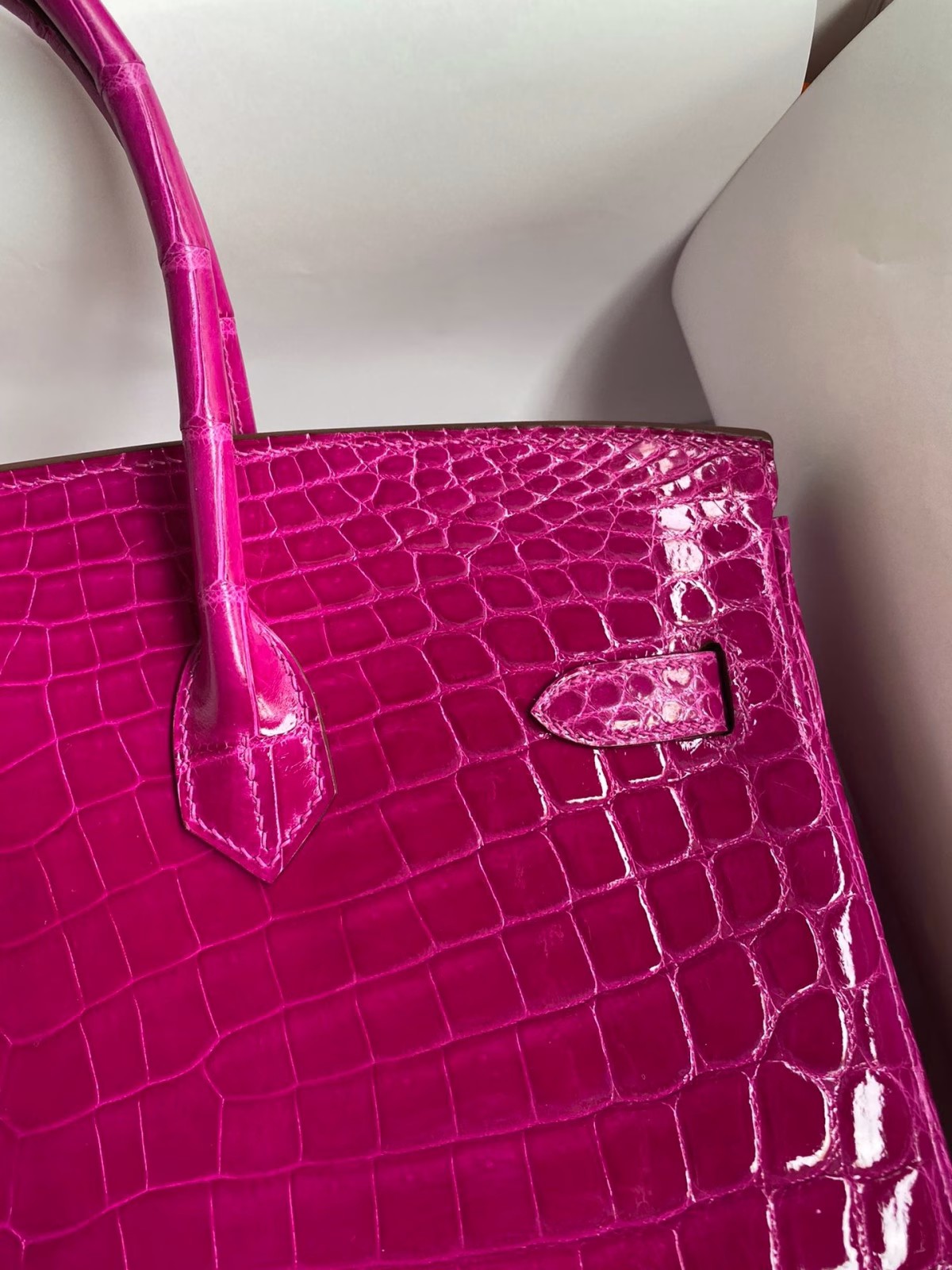 Hermes Birkin 35 Handmade Bag In Rose Scheherazade Crocodile Niloticus Shiny Skin - Image 2
