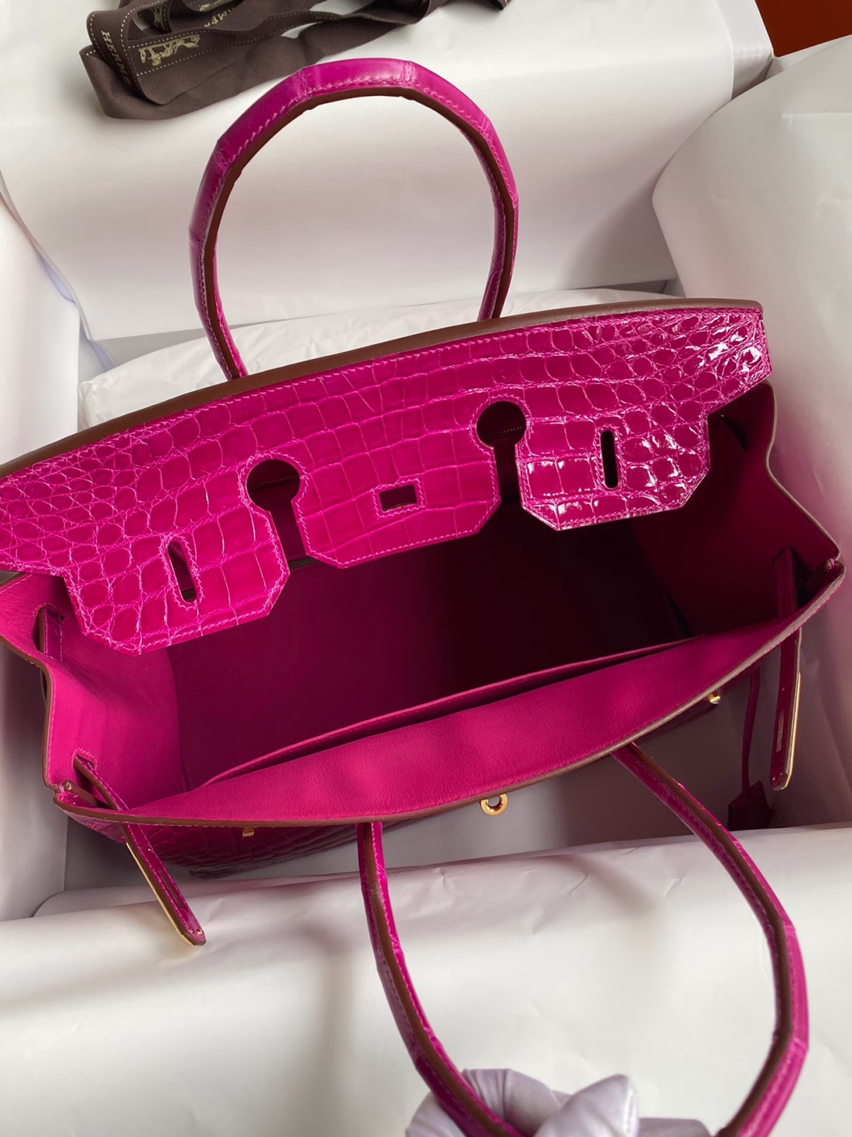 Hermes Birkin 35 Handmade Bag In Rose Scheherazade Crocodile Niloticus Shiny Skin - Image 4