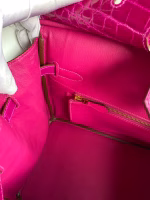 Hermes Birkin 35 Handmade Bag In Rose Scheherazade Crocodile Niloticus Shiny Skin - Image 6