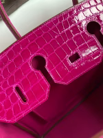 Hermes Birkin 35 Handmade Bag In Rose Scheherazade Crocodile Niloticus Shiny Skin - Image 9