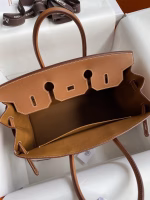 Hermes Birkin 35 Handmade Bag In Toile & Gold Swift Leather - Image 2