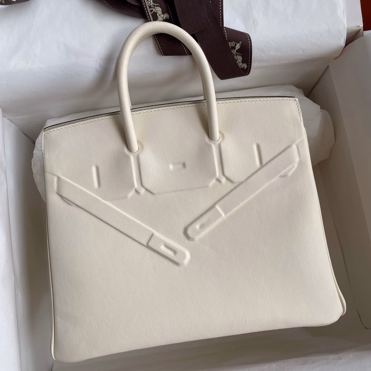 Hermes Shadow Birkin 25 Limited Edition Bag In Craie Swift Calfskin - Image 1