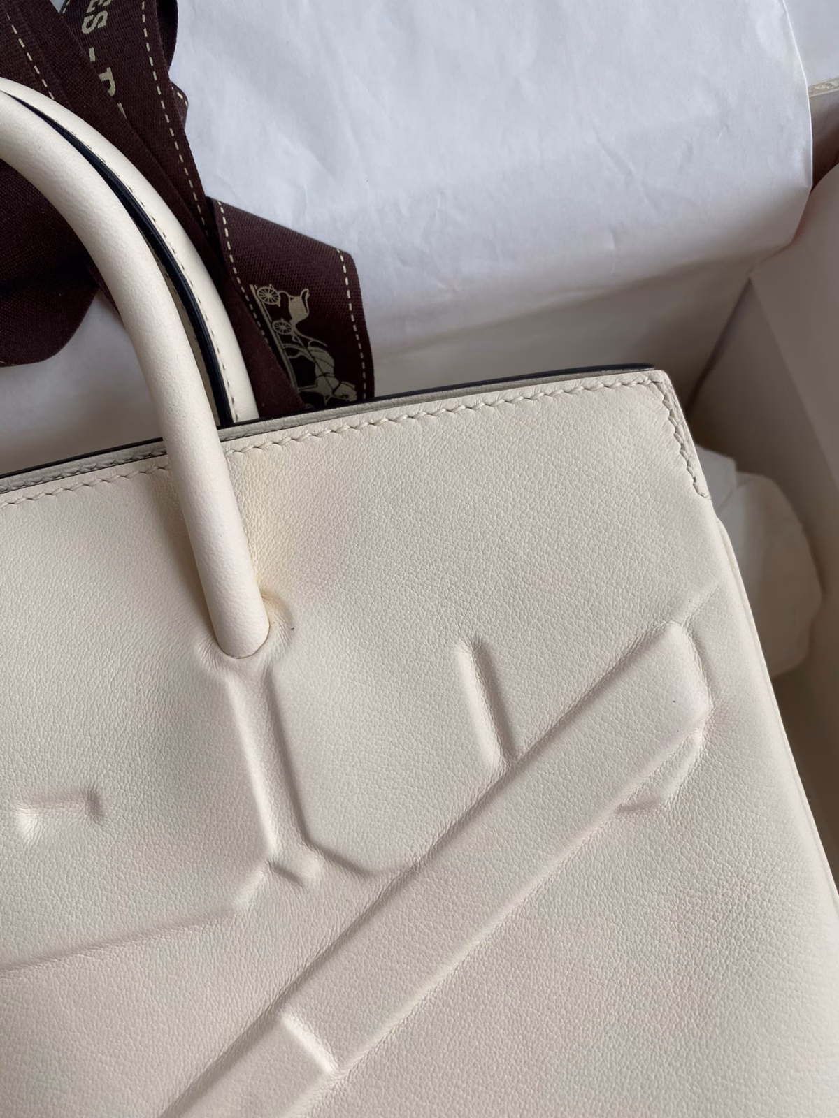 Hermes Shadow Birkin 25 Limited Edition Bag In Craie Swift Calfskin - Image 6