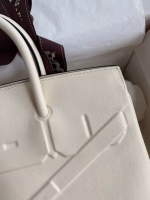 Hermes Shadow Birkin 25 Limited Edition Bag In Craie Swift Calfskin - Image 6