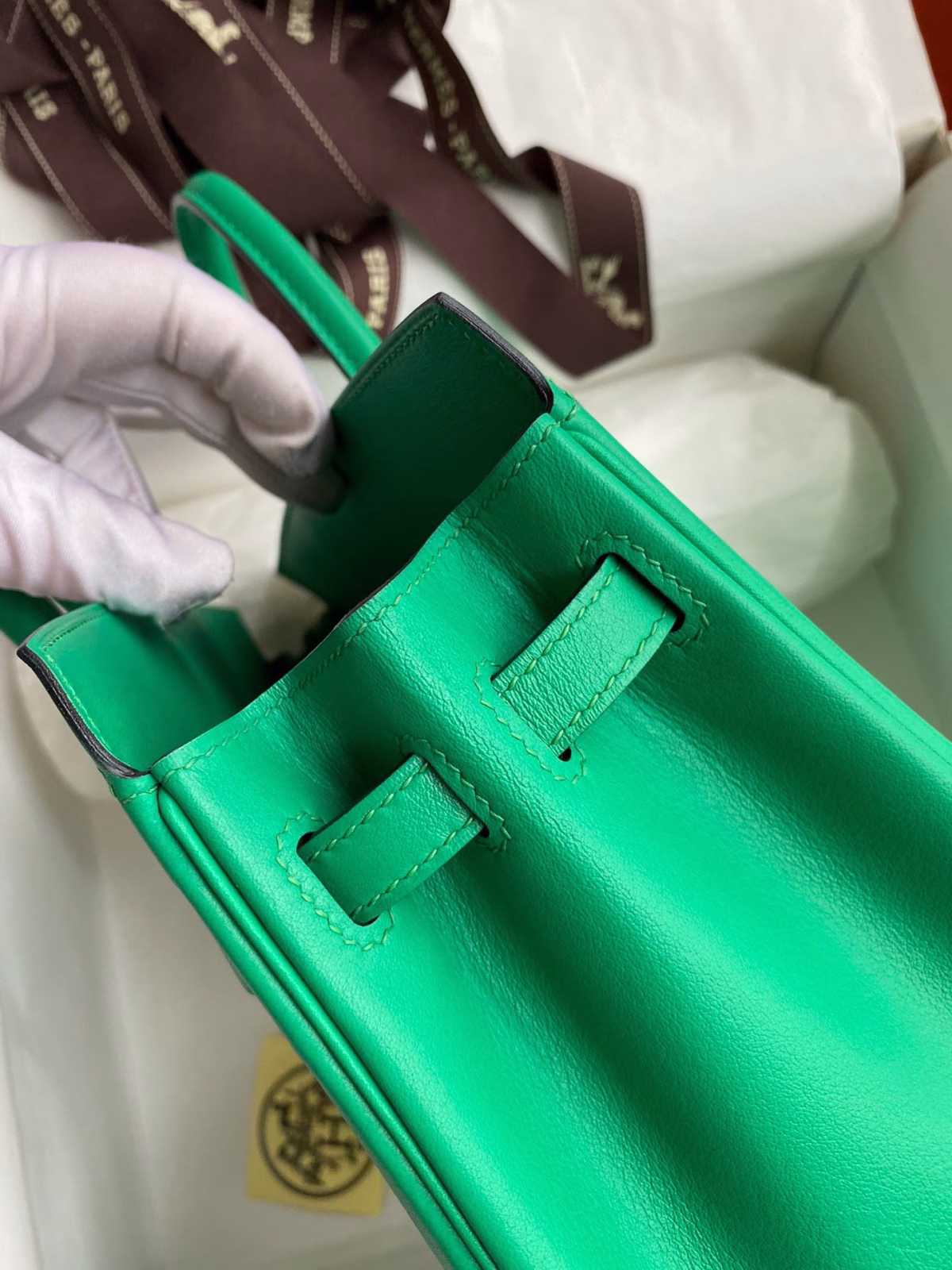 Hermes Shadow Birkin 25 Limited Edition Bag In Green Swift Calfskin - Image 4