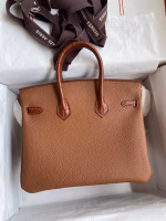 Hermes Touch Birkin 25 Bag in Gold Togo and Matte Alligator Leather - Image 6