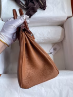 Hermes Touch Birkin 25 Bag in Gold Togo and Matte Alligator Leather - Image 9