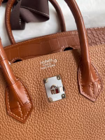 Hermes Touch Birkin 25 Bag in Gold Togo and Matte Alligator Leather - Image 2