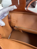 Hermes Touch Birkin 25 Bag in Gold Togo and Matte Alligator Leather - Image 5