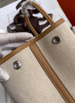 Hermes Garden Party 30 Handmade Bag in Toile and Biscuit Leather - Image 5