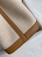 Hermes Garden Party 30 Handmade Bag in Toile and Biscuit Leather - Image 9