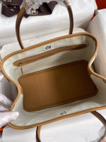 Hermes Garden Party 30 Handmade Bag in Toile and Biscuit Leather - Image 8