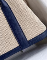 Hermes Garden Party 30 Handmade Bag in Toile and Blue Leather - Image 9