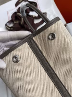 Hermes Garden Party 30 Handmade Bag in Toile and Etain Leather - Image 8
