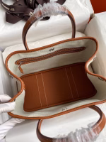 Hermes Garden Party 30 Handmade Bag in Toile and Gold Leather - Image 9
