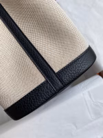Hermes Garden Party 30 Handmade Bag in Toile and Black Leather - Image 5