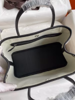 Hermes Garden Party 30 Handmade Bag in Toile and Black Leather - Image 2