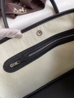 Hermes Garden Party 30 Handmade Bag in Toile and Black Leather - Image 3