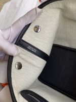 Hermes Garden Party 30 Handmade Bag in Toile and Black Leather - Image 9
