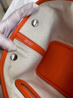 Hermes Garden Party 30 Handmade Bag in Toile and Orange Leather - Image 8
