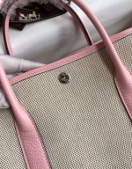 Hermes Garden Party 30 Handmade Bag in Toile and Pink Leather - Image 3