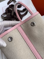 Hermes Garden Party 30 Handmade Bag in Toile and Pink Leather - Image 8