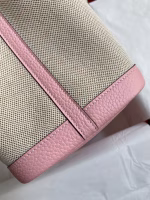 Hermes Garden Party 30 Handmade Bag in Toile and Pink Leather - Image 9