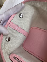 Hermes Garden Party 30 Handmade Bag in Toile and Pink Leather - Image 7