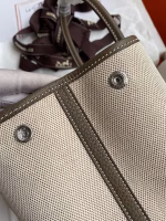 Hermes Garden Party 30 Handmade Bag in Toile and Taupe Leather - Image 3