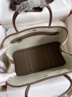 Hermes Garden Party 30 Handmade Bag in Toile and Taupe Leather - Image 9