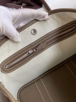 Hermes Garden Party 30 Handmade Bag in Toile and Taupe Leather - Image 6