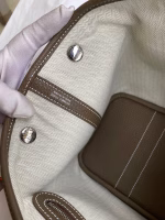 Hermes Garden Party 30 Handmade Bag in Toile and Taupe Leather - Image 8