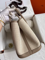 Hermes Garden Party 30 Handmade Bag in Toile and Tourterelle Leather - Image 6