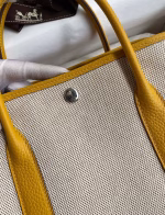 Hermes Garden Party 30 Handmade Bag in Toile and Yellow Leather - Image 2