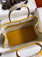 Hermes Garden Party 30 Handmade Bag in Toile and Yellow Leather - Image 3